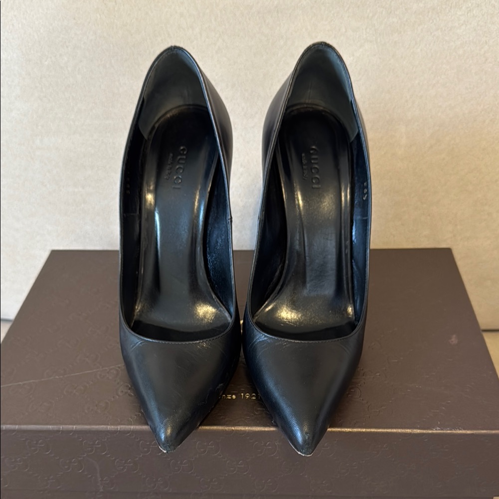 Gucci Women's Malaga Kid Black Leather Heels